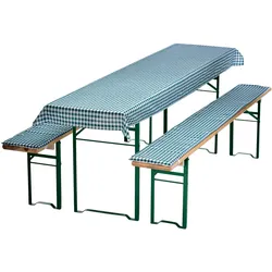 NYVI Bierbankauflagen Set NYVIGala 3 teilig - Auflagen für Bierzeltgarnitur - Tischdecke für Biertisch & Sitzpolster für Bierbänke Größe:130x70 cm;Farbe:Grün Kariert
