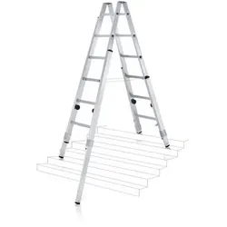 Stehleiter 2 x 6 Sprossen, Aluminium, beidseitig begehbar - silber