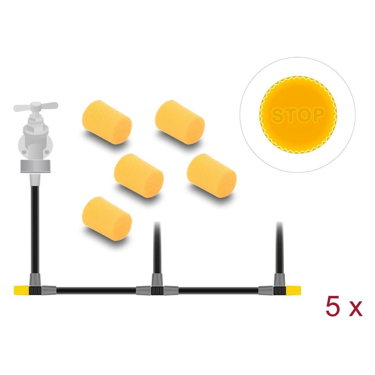Delock Endkappe für Micro-Drip Bewässerungssystem gelb 5 Stück (Tropfbewässerung Set) (22237)