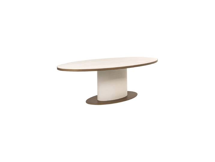 Ovaler Design Esstisch „Tivoli“ 230 x 110 cm Keramik Weiß Richmond Interiors