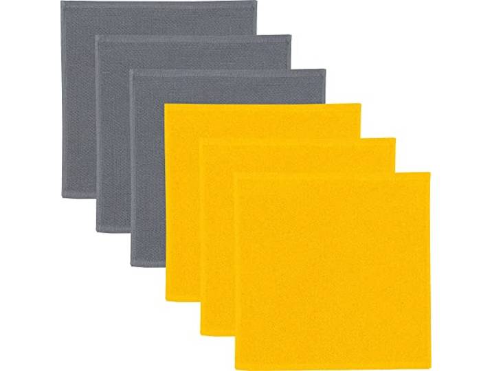 Erwin Müller Reinigungstuch, Putztuch, Putzlappen, Spültuch 2-farbig 6er-Pack grau/curry Größe 25x25 cm - zum Spülen oder Staubwischen, robust, langlebig, mit Frottierseite