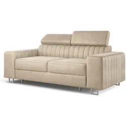 BETTSOFA SOLAN Creme Velours-Stoff mit Schlaffunktion
