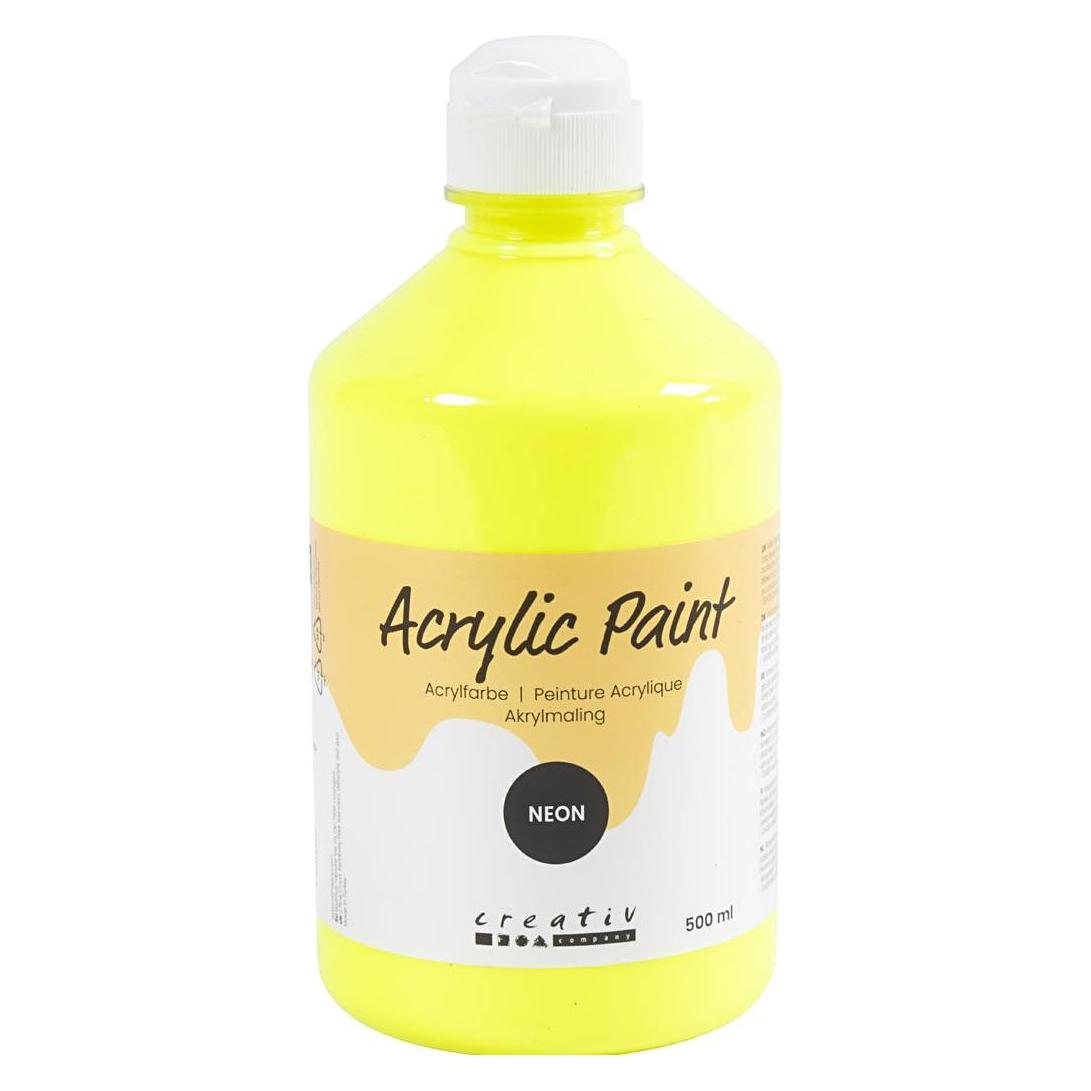 Creativ Company Acrylic Paint Neon, neon yellow, 500 ml/ 1 bottle (500 ml) (322500)