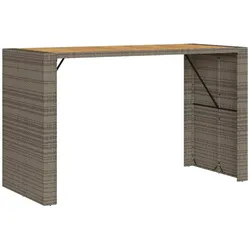vidaXL Garten-Bartisch mit Holzplatte Grau 185x80x110 cm Polyrattan