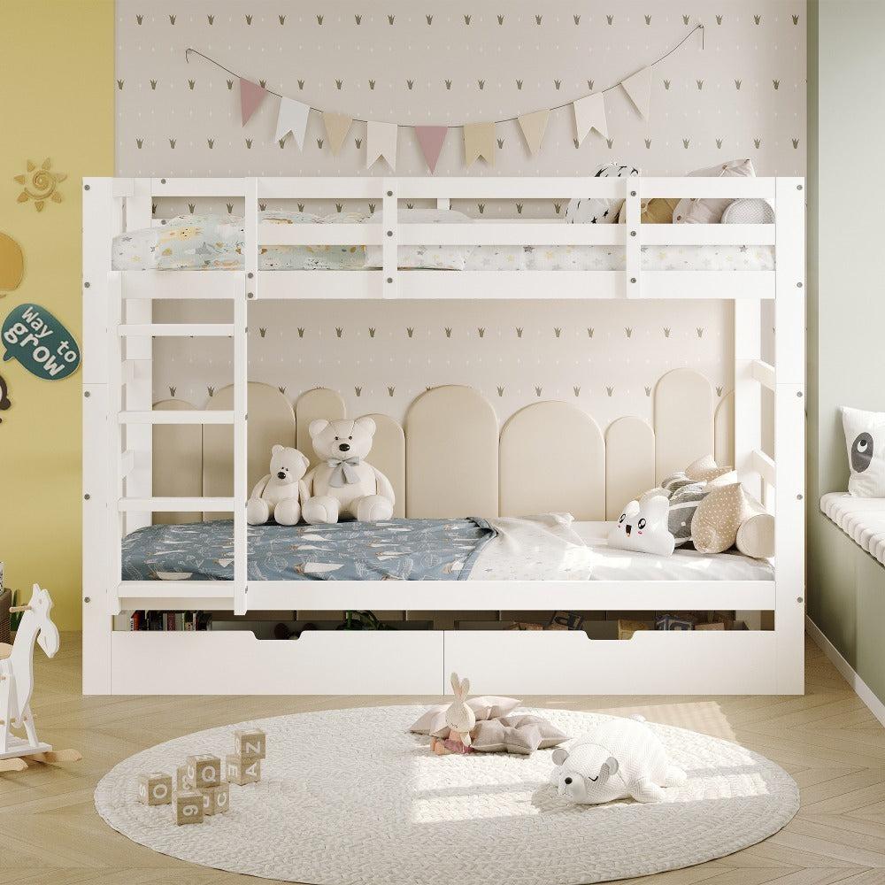 Etagenbett - Hochbett - Kinderbett - Einzelbett - Etagenbett für Kinder - Massivholz - Mit Stauraum