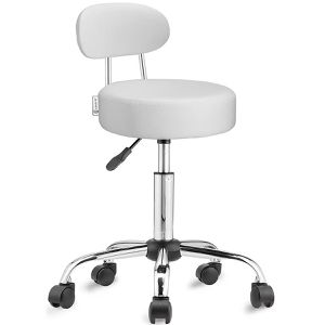 CASARIA Drehhocker 106568, Kunstleder, mit Rollen, mit Lehne, weiß