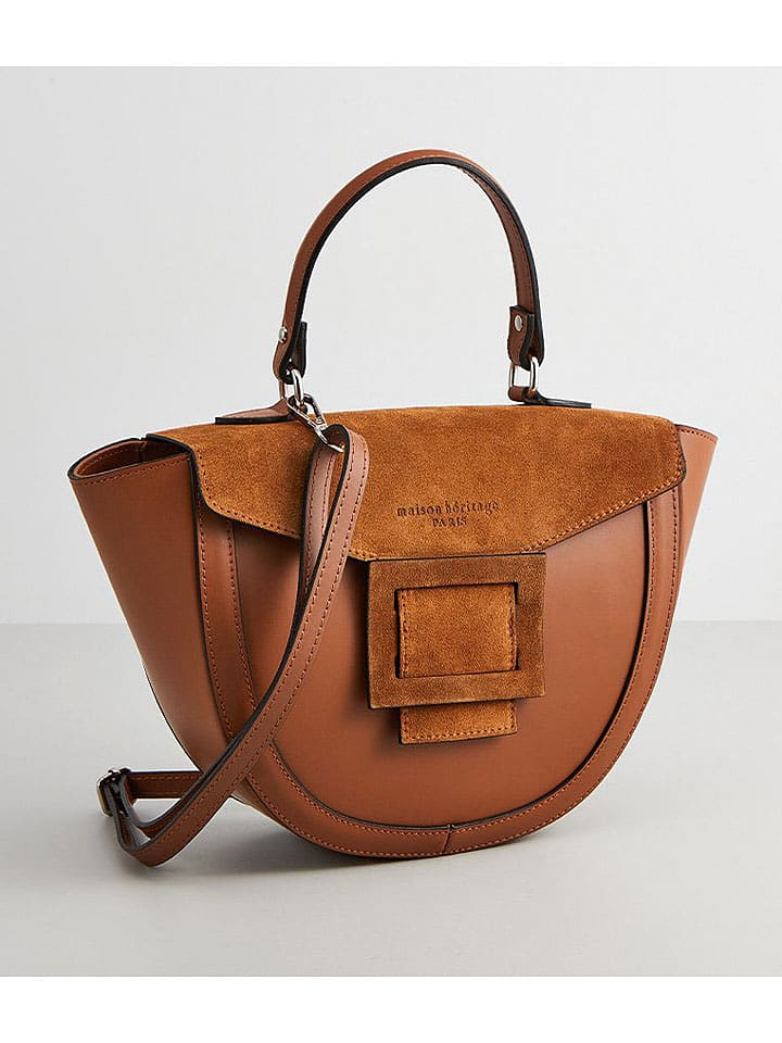 maison héritage PARIS Leder-Umhängetasche "Votti" in Hellbraun - (B)28 x (H)21 x (T)9 cm - onesize