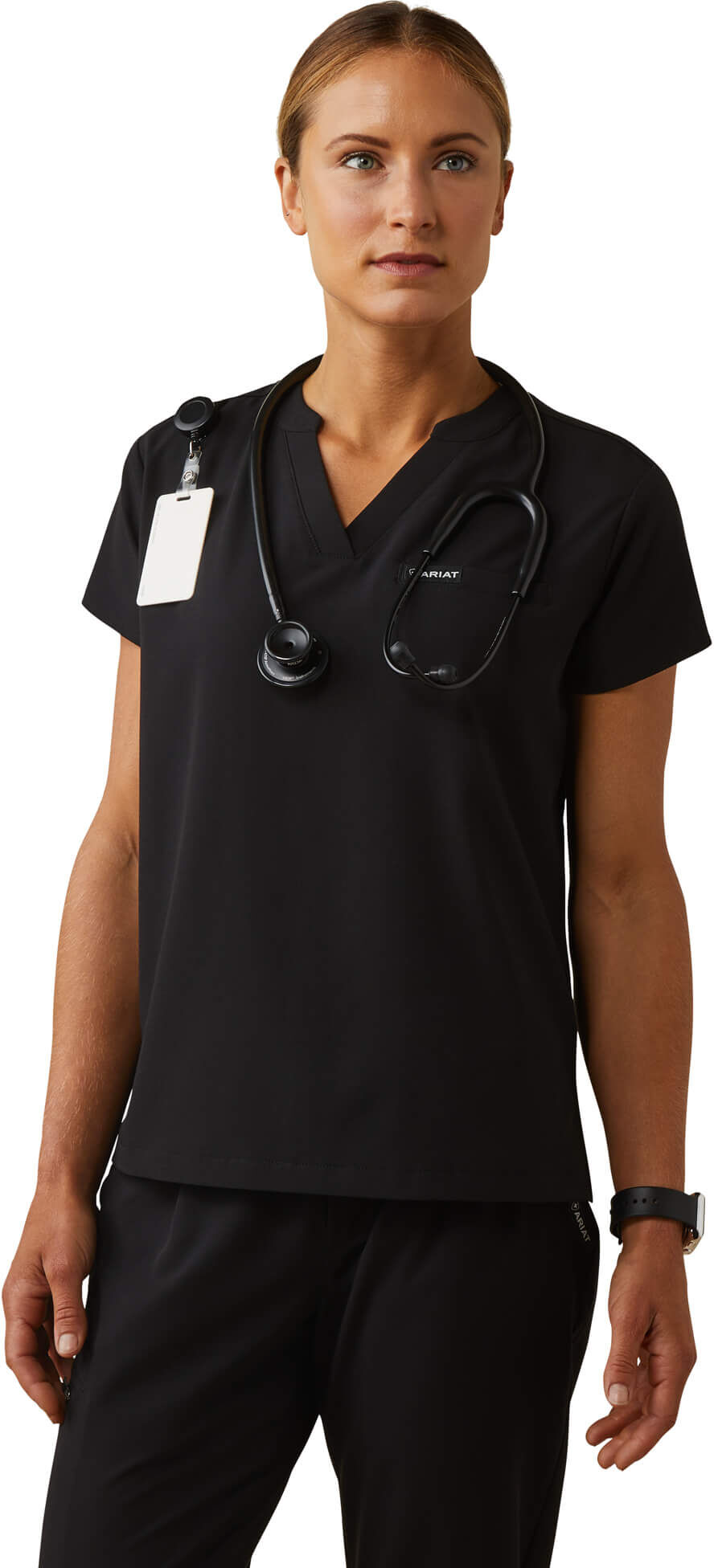 Women's Eliza Fashion Scrub Top in Black, Size: Large by Ariat