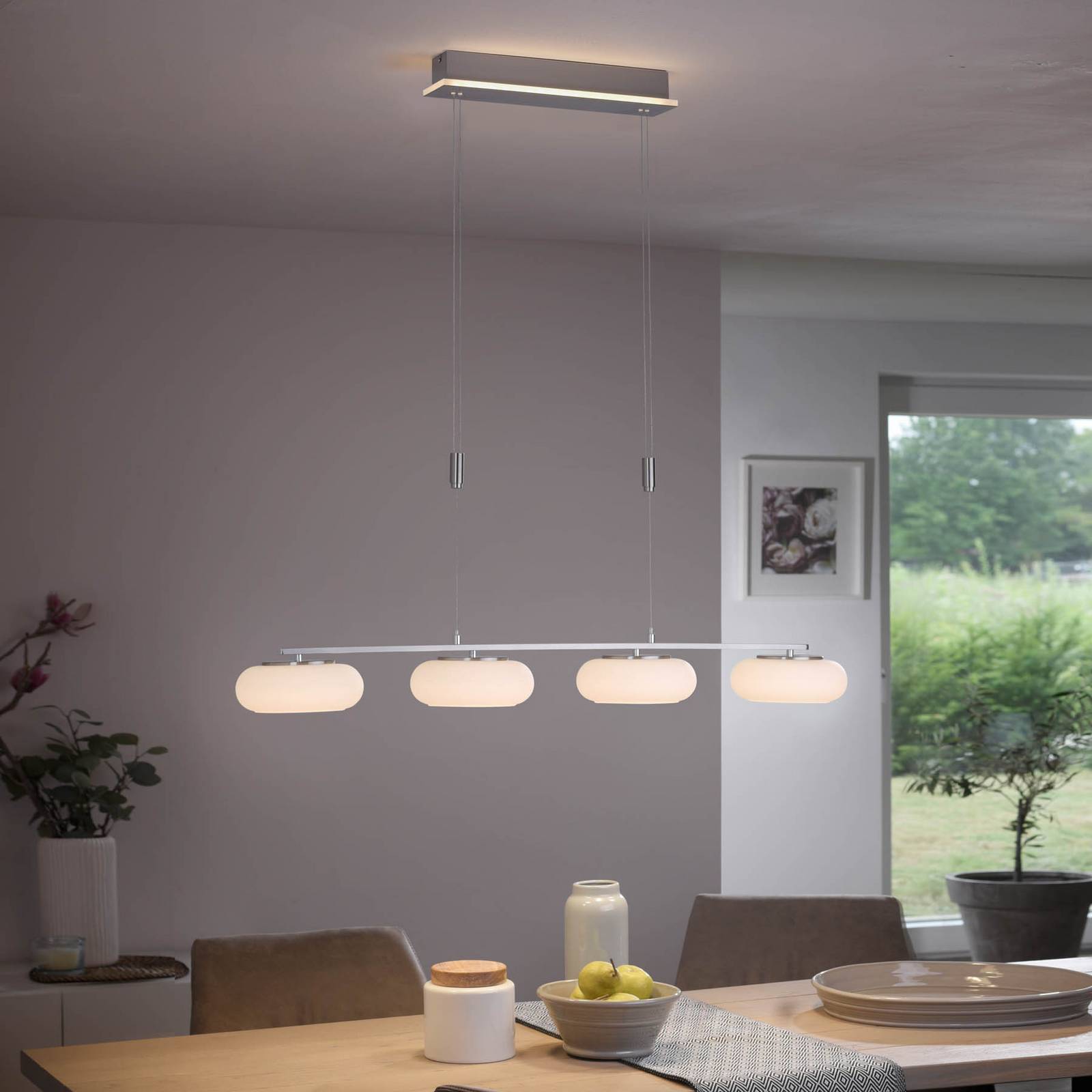Q-Smart-Home Smart Pendant Light Q-Etienne, dimmable, Alu / grey / zinc, Living / Dining Room, metal, Modern