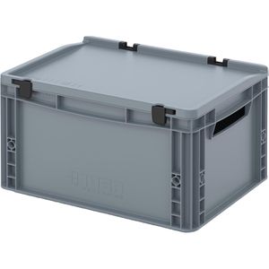 AUER Eurobox ED 43/22, grau, 20 Liter, mit Deckel, offene Griffe, 40 x 30 x 23,5cm
