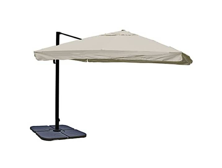 Mendler Gastronomie-Ampelschirm HWC-A96 3x4m Polyester - creme-grau