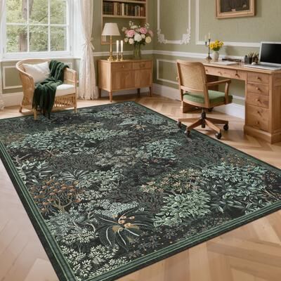 Garvee Forest Botanical Washable Soft Area Rug for Living Room