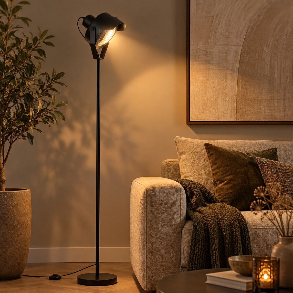 KS Verlichting Moderne Leeslamp Stage staande vloerlamp zwart