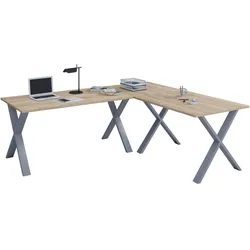 VCM, Schreibtisch, Büromöbel Eckschreibtisch Lona Tiefe 50 cm X Silber (190 x 50 x 76 cm)