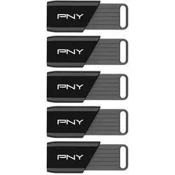 PNY ATTACH X USB 3.2 64GB PACK X5 (64 GB, USB-A), USB Stick, Schwarz