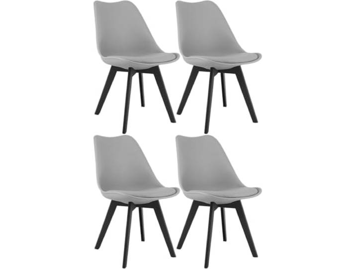 NMK HOME Esszimmerstühle 4er Set Grau Kunststoffleder Polypropylen stabile Konstruktion, minimalistisch, pflegeleicht, Sitzkomfort, Küchenstuhl, Homeoffice