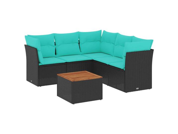 Vidaxl 6 Piece Garden Sofa Set With Cushions Black Poly Rattan