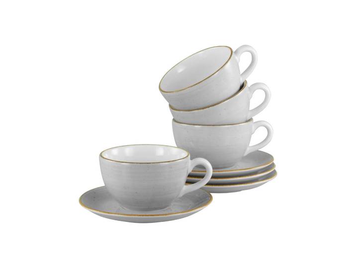 Creatable Tassenset Vintage Nature, Hellgrau, Keramik, 8-teilig, 280 ml, Geschirr, Tassen, Tassen Sets