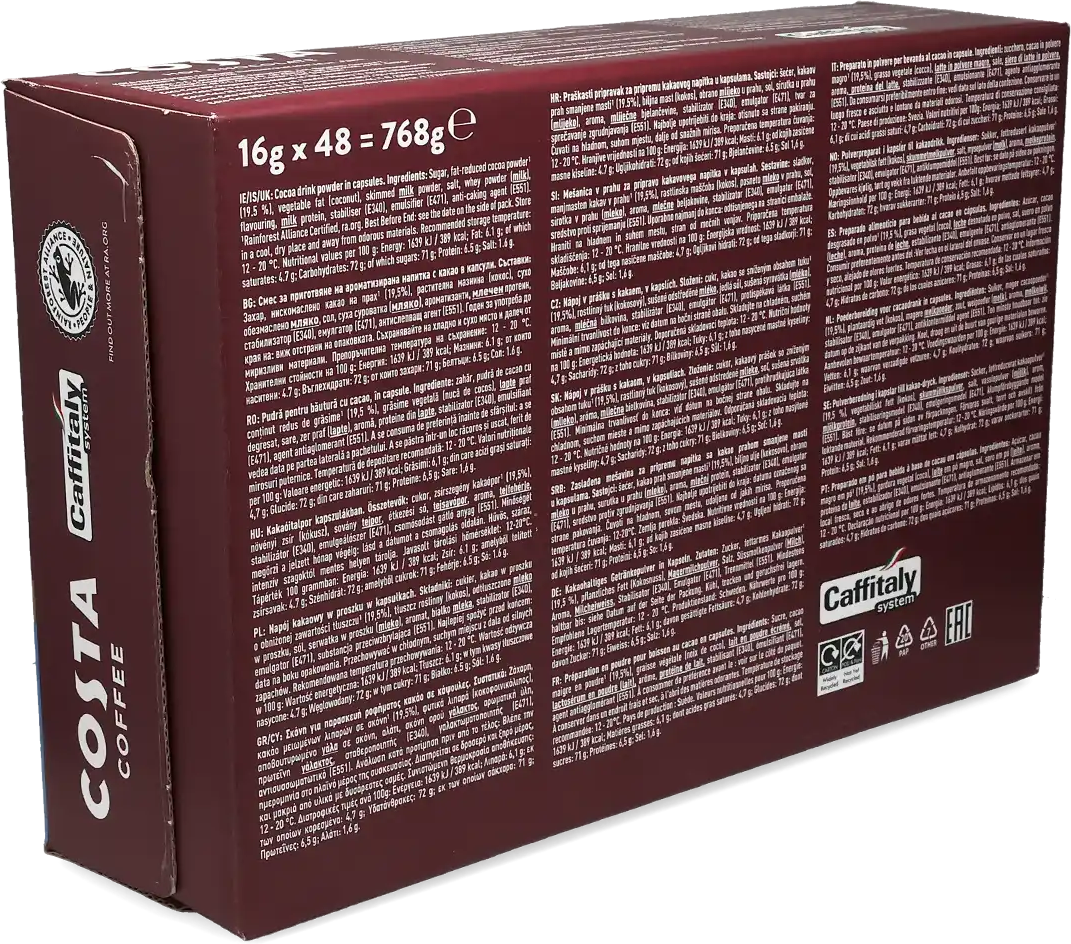 Costa   Warme chocolademelk - 48 cups voor Costa Podio