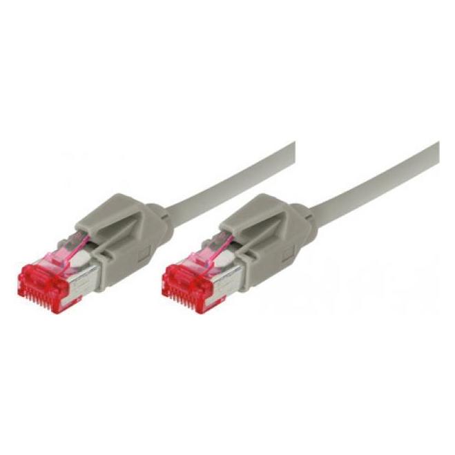Tecline Patchkabel Cat. 6, S/FTP (PIMF), Crossover, halogenfrei, mit Rastnasenschutz, grau, 10,0 m (PiMF, S/FTP, CAT6, 10 m) (71710)