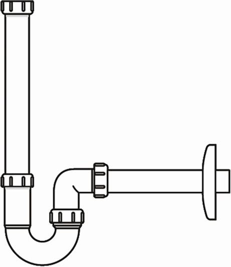 LAUFEN Absaugsiphon H8940670000001 D32, weiß, mit verlängertem Ablaufrohr