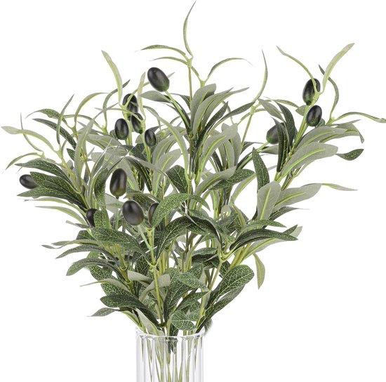 Unyqoos Set van 10 realistische kunstolijftakken, Groen, 30 cm