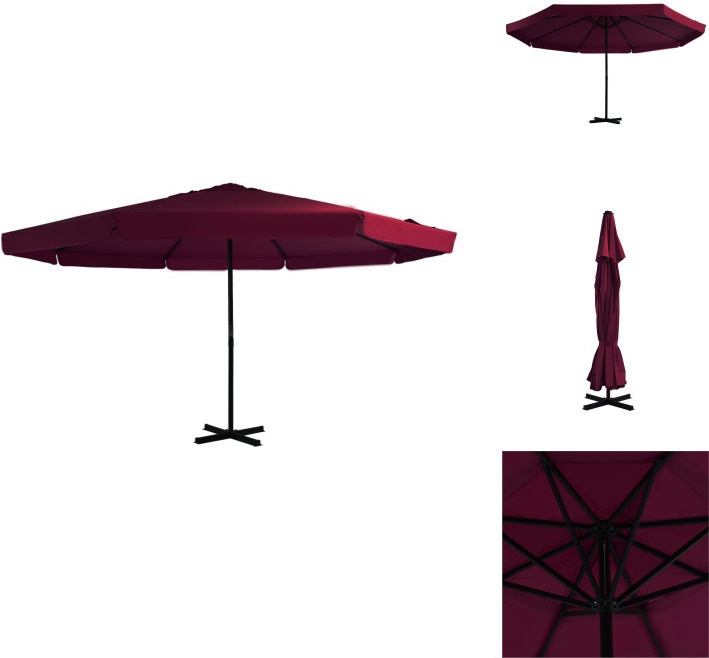 vidaXL Sonnenschirm mit Aluminium-Mast 500 cm Bordeauxrot - Sonnenschirme & Sonnenschutze