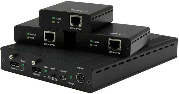 StarTech ST124HDBT 3-Port HDBaseT HDMI Extender Splitter Kit with 3 Receivers 4K