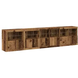 vidaXL Sideboard mit LED-Lichtern Altholz 283x37x67 cm, Hergestellt aus Holz