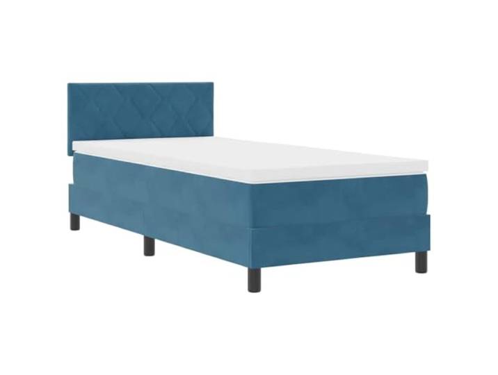 KTHLBRH Bett Quelle LED Dunkelblau 100 x 200 cm Samt Kopfteil verstellbar, RGB, Taschenfedern, Kiefer, modernes Design
