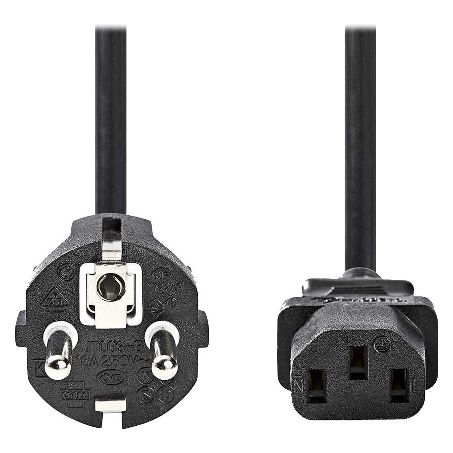 Nedis Stromkabel | Schutzkontaktstecker | IEC-320-C13 | Gerade | Gerade | Vernickelt | 5.00 m | Rund (5 m) (CEGL10030BK50)