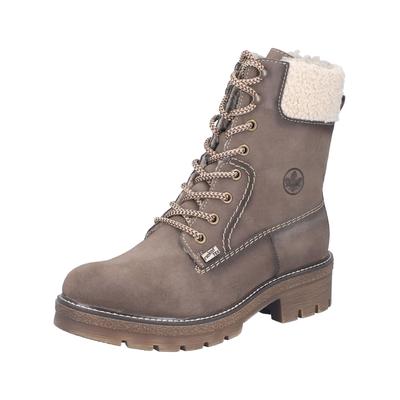 Schnürstiefelette RIEKER "Rieker Stiefelette Lederimitat/Textil", Damen, Gr. 39, Textil, mittelbraun, Lederimitat, Textil, Schuhe Schnürstiefelette