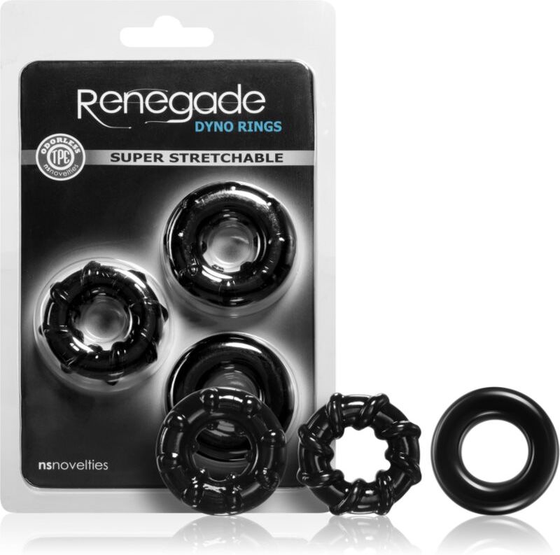 NS Novelties Renegade Dyno set de bagues conçu pour le pénis 3 pcs