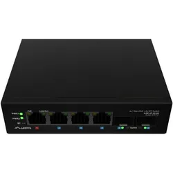 Lanberg switch light industrial POE 1xBT 3xAT 2xSFP DIN niezarządzalny gigabit ethernet (4 Ports), Netzwerk Switch, Schwarz