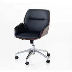 Better Home Bürostuhl mit ergonomischer Polsterung, ca. 58 x 65 x 87–95 cm – Schwarz, Helles Holz