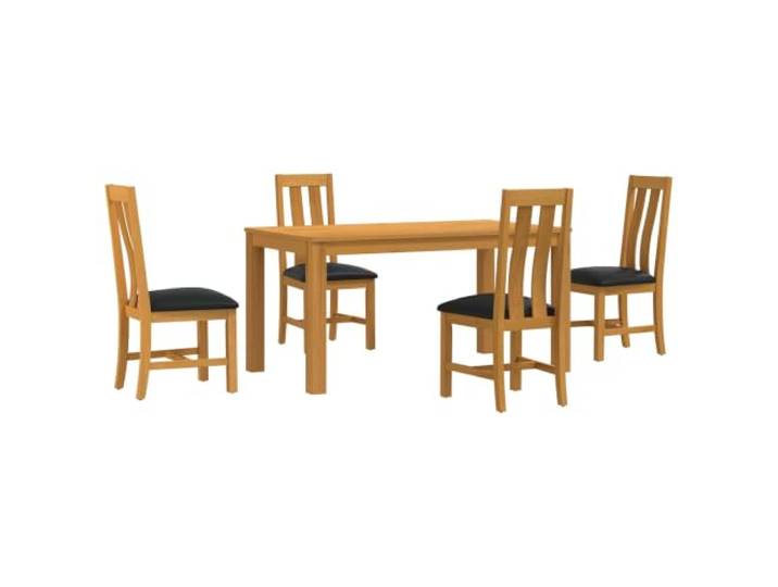 KTHLBRH 5-teiliges Esszimmer-Set, schwarz, massives Eichenholz Modernes Design, mit Schaumstoff gepolsterte Stühle, einfache Montage, einfache Pflege, quadratische Beine