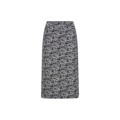 Jerseyrock GOLDNER "Schlupfrock mit floralem Muster", Damen, Gr. 40, schwarz (schwarz, weiß, gemustert), Obermaterial: 92% Viskose CV. 8% Elasthan EL., schmal, Röcke, stretchbequemer Viskosejersey