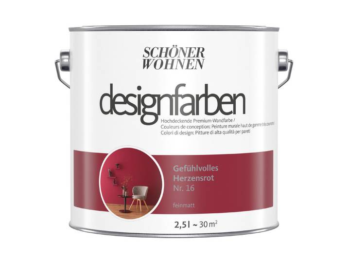 Schöner Wohnen Premium-Dispersion Designfarbe Mattrot 2.5 l
