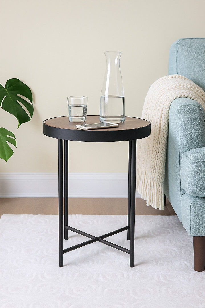17 Stories Hayashi Four Leg Round Side Table Vintage 50cm H X 42.5cm W X 42.5cm D