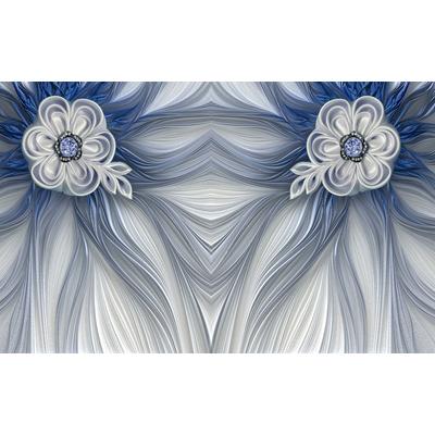 Fototapete PAPERMOON "Muster mit Blumen blau", bunt, B:5m L:2,8m, Vlies, Tapeten