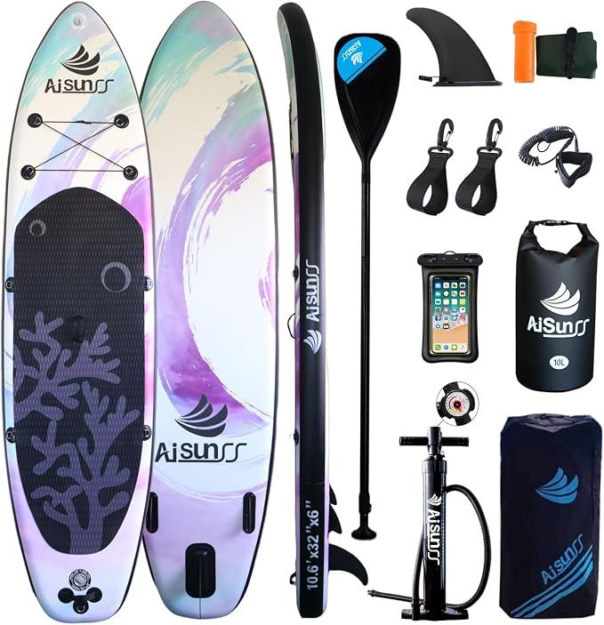 Aufblasbare Stand Up Paddle Boards mit Premium SUP Paddle Board Zubehör, 10L wasserdichter Dry Bag, Wide Stable Design, Rutschfestes, bequemes Deck für Jugendliche