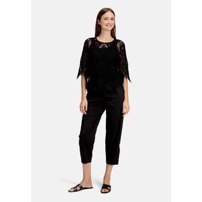 Kurzarmshirt BETTY & CO "Damen mit Lochmuster", Damen, Gr. 38, schwarz, Strick, Obermaterial: 85% Baumwolle, 15% Polyester, loose fit normal, Rundhals, Shirts