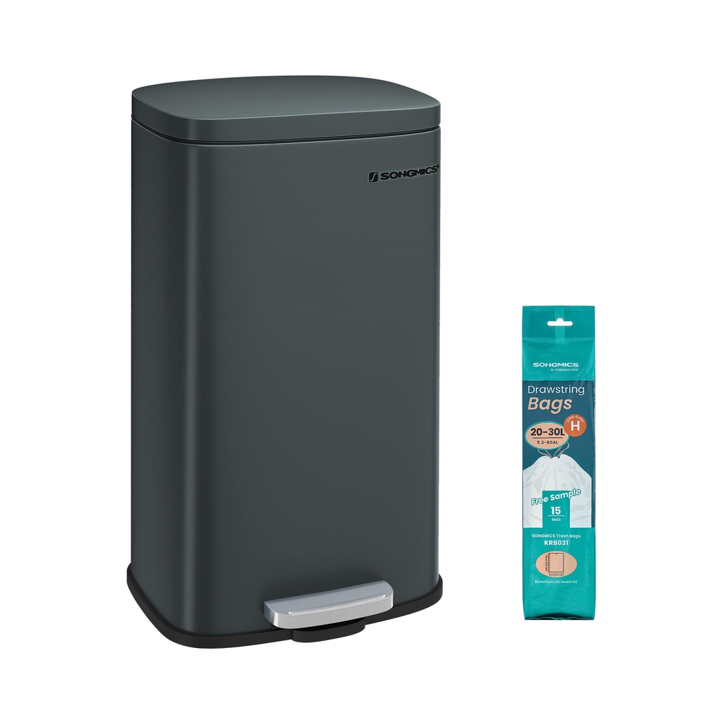 SONGMICS Mülleimer 30 L Rauchgrau LTB03GS