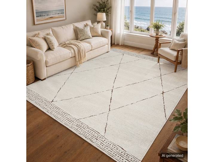 Tapis berbère ethnique ivoire/marron 200x275