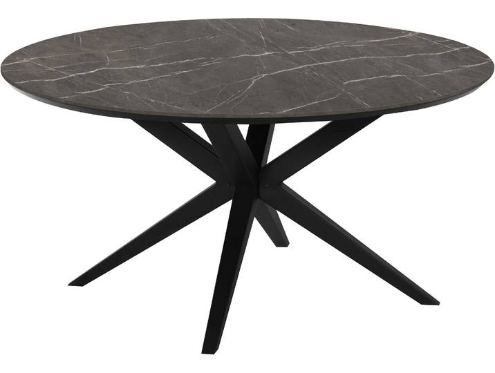 Esstisch OMG DESIGN Wellington , schwarz (pedra, schwarz, pedra), B:120cm H:77cm T:120cm, Tische, Esstisch, Hochwertige Melamin-Tischplatte mit Metallgestell