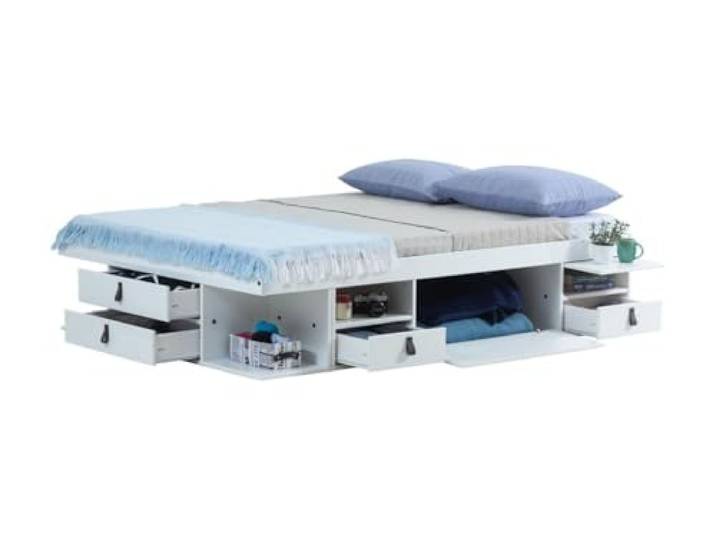 Memomad Bett mit Stauraum Bali 140x200 Weiß + Lattenrost Die ultimative Lösung für kleine Räume: Bett mit Bettkasten & Lattenrost, stabil & hochwertig verarbeitet