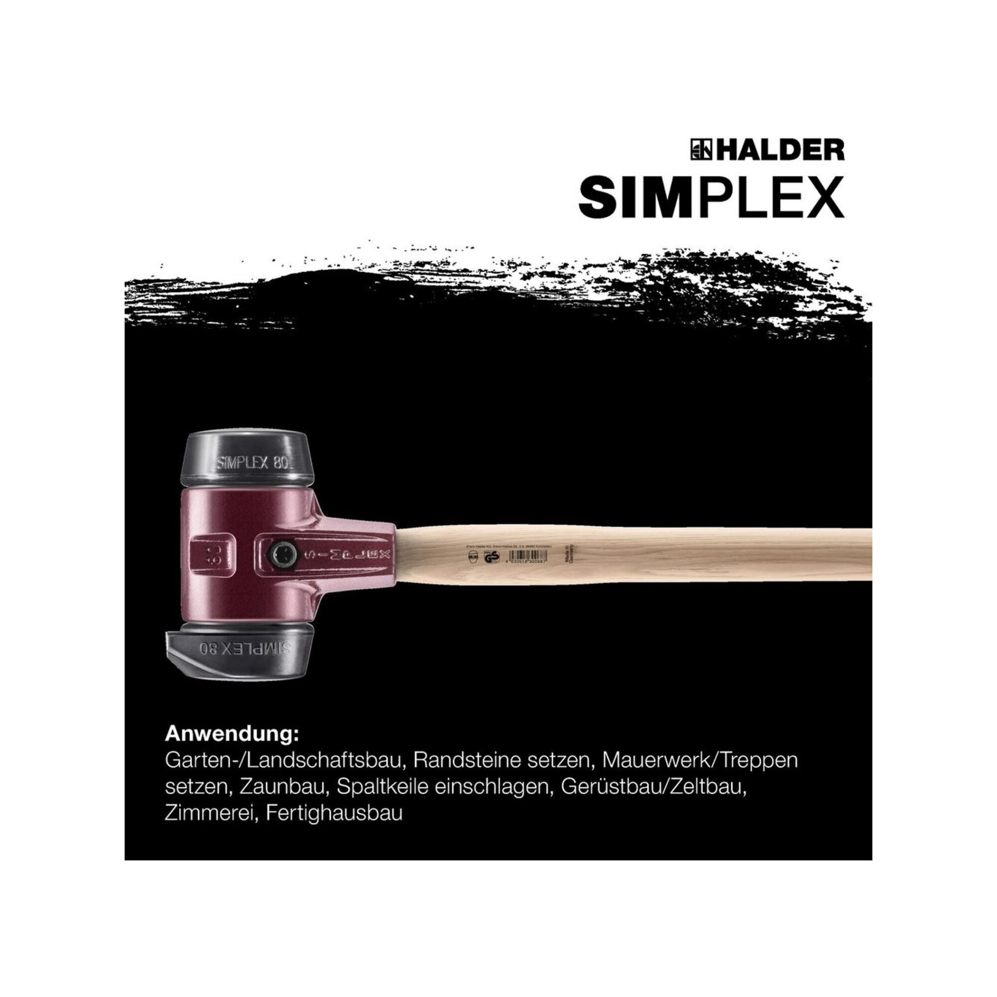 Halder Vorschlaghammer SIMPLEX 60mm Gummi m. Standfuss Stahlgussgehäuse (3022.261)