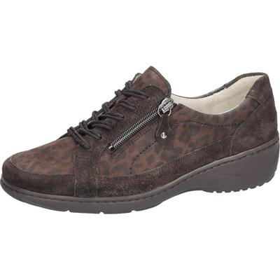 Schnürschuh WALDLÄUFER "Kya", Damen, Gr. 7 (40,5), Leder Textil, braun (braun, leo), Nubukleder, Veloursleder, Schuhe Schnürschuh, Komfortschuh, Halbschuh, Schnürschuh in Extraweite K
