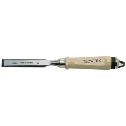 Tecwerk Stechbeitel Schneiden-B.8mm m.Zwinge Weißbuchenh.Ulmer Form CV-Stahl