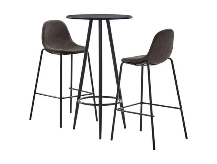 Xolmizyn 3-TLG. Bar-Set Bartisch und 2 Barhocker Dunkelgrau für Küche Bar Esszimmer aus MDF und Stahl